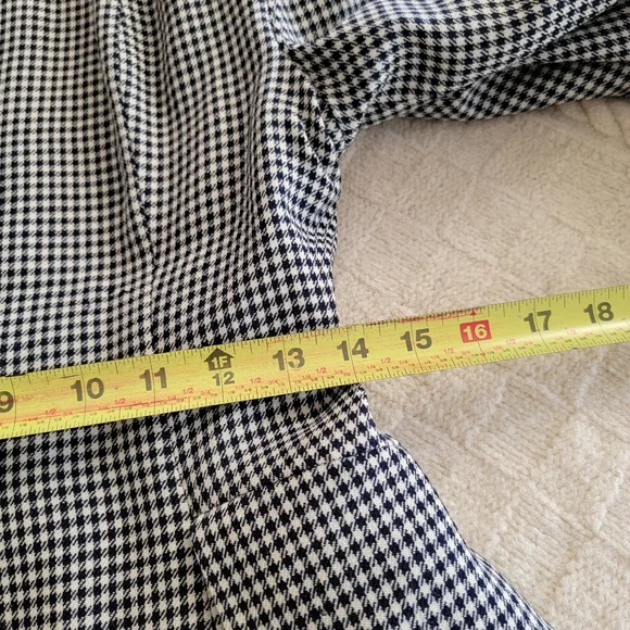 VINTAGE Micro Houndstooth Wool Long Riding Trench Coat Womens S/M Black ivory - Picture 10 of 14